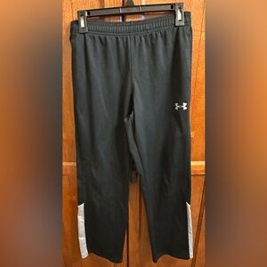 Under Armour Kids Black Warmups with White Logo Size YL